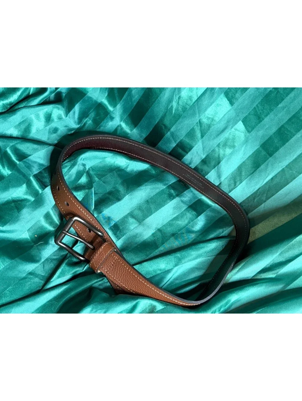 Dickies Mens Brown Genuine Leather Belt Size 34/85 Metal Buckle